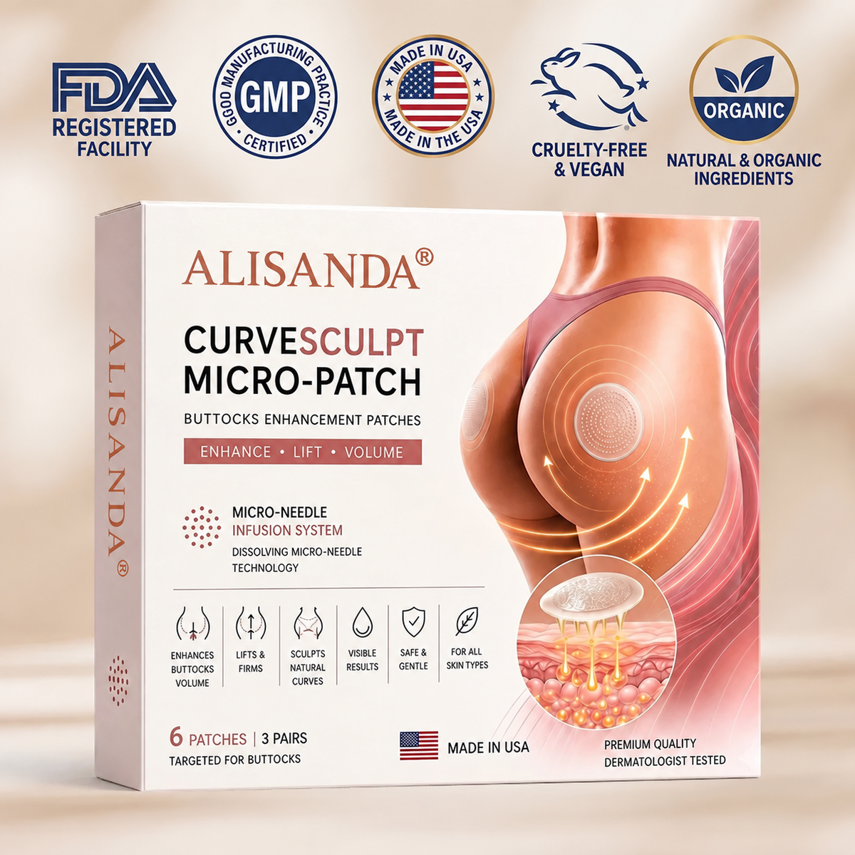ALISANDA®  CurveSculpt Micro-Patch ✦ Sculpt • Firm • Smooth Lower Body Curves ✦ Micro-Needle Infusion System
